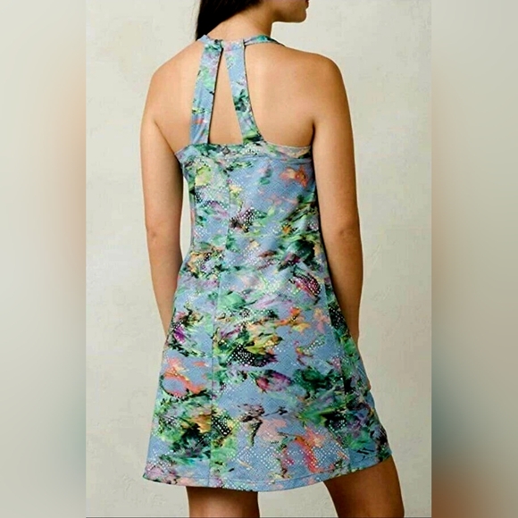 PrAna 'Cantine' Periwinkle Abstract Fractal Sleeveless Activewear Dress, Size XS - Picture 2 of 10